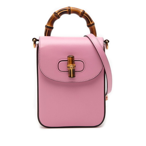 GUCCI Handbags - Gucci Bamboo Mini Backpack, Handbag, Shoulder Bag (3-way), Pink Leather, Wome...